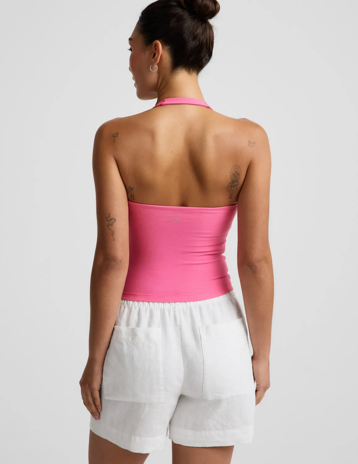 Beyond Yoga Spacedye Square Halter Tank linne Luscious Pink med bh