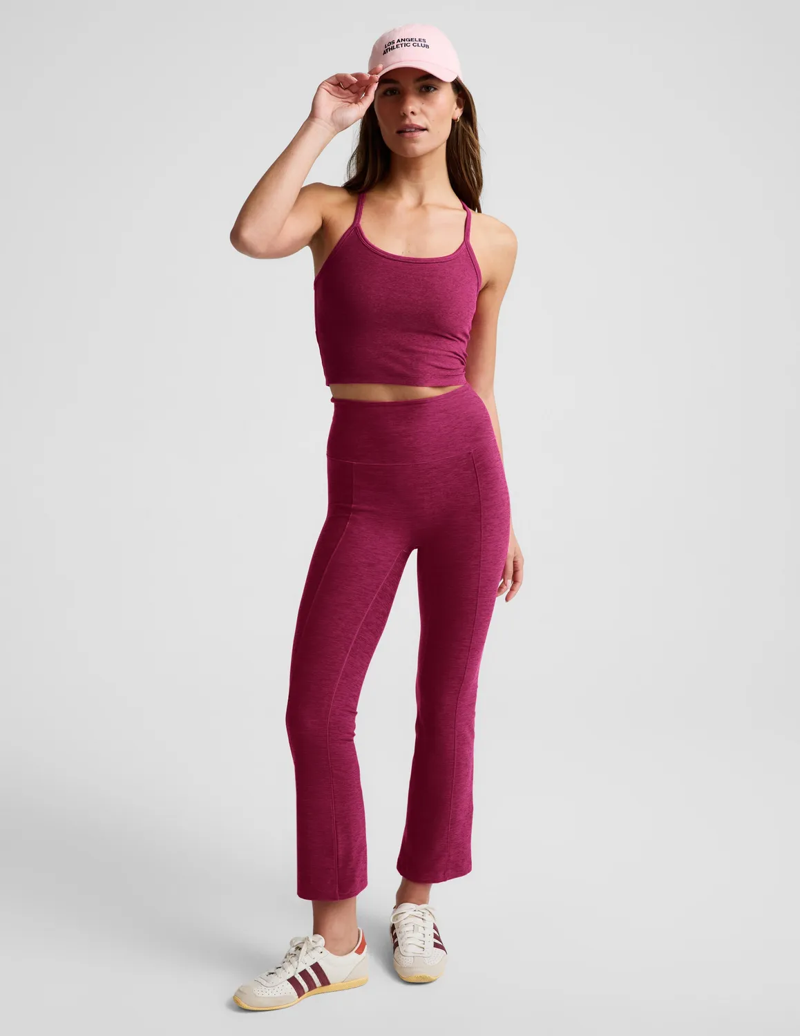 Beyond Yoga Spacedye Pintuck Kick Flare High Waisted Pant capribyxor sangria heather