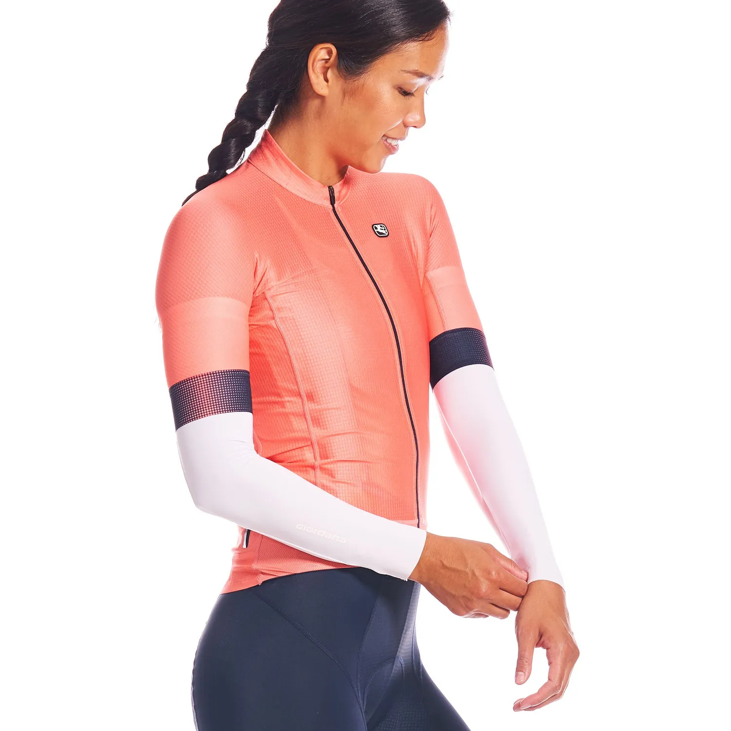 Giordana Sun Sleeves armvärmare vit UPF 50+