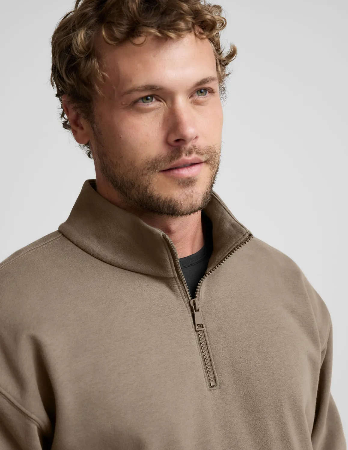 Beyond Yoga LuxeFleece Half Zip sweatshirt Mushroom unisex