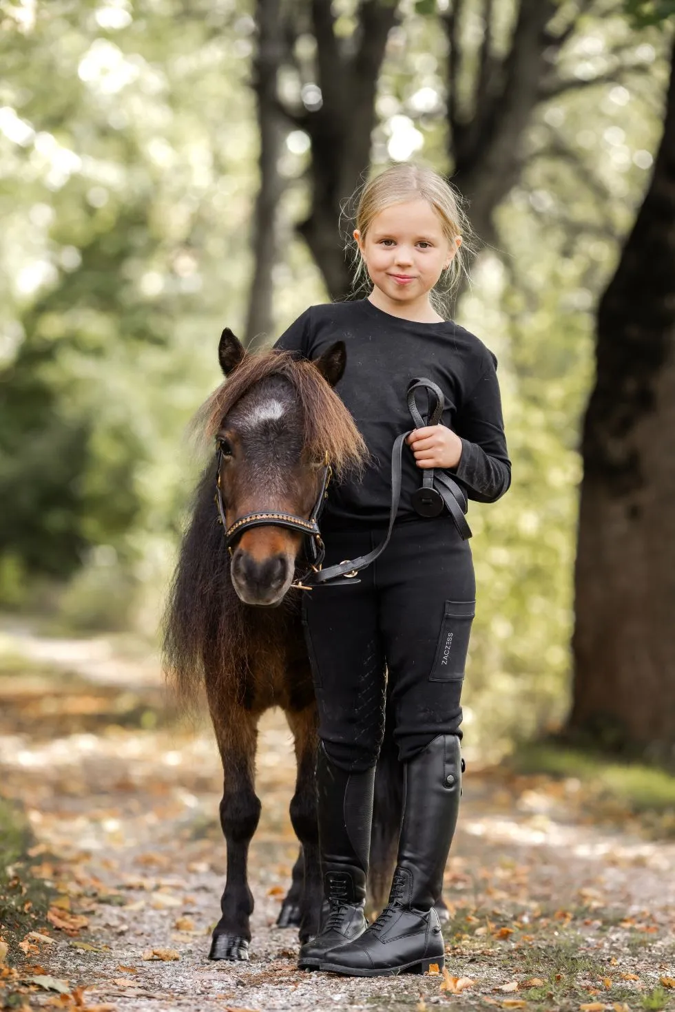 ZacZess Junior Teddy Leggings ridleggings barn svart