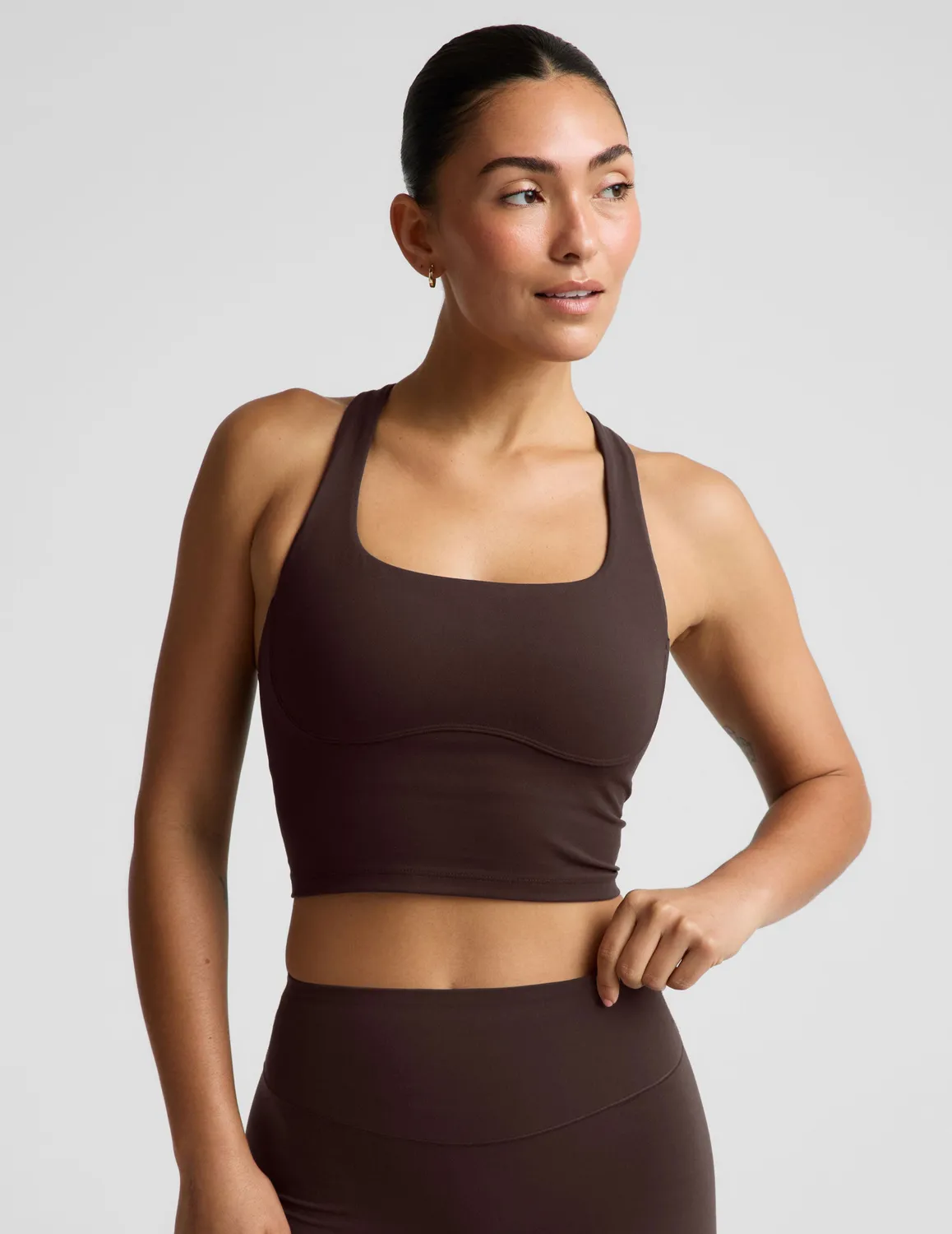 Beyond Yoga Glowzone Medium Impact Cropped Tank träningstopp Cocoa Plum