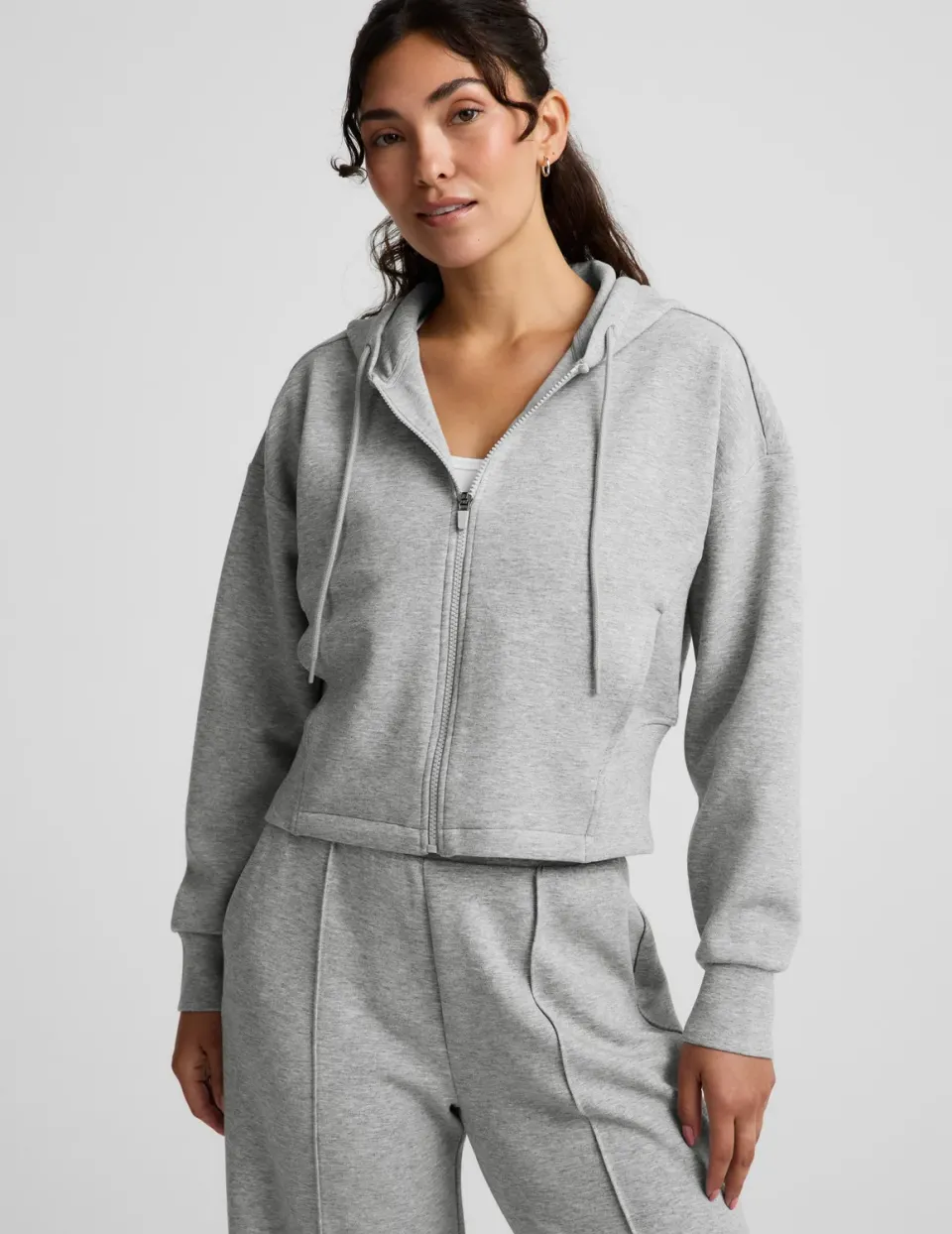 Beyond Yoga SoftSpring Full Zip Hooded Jacket jacka Heather Gray grå