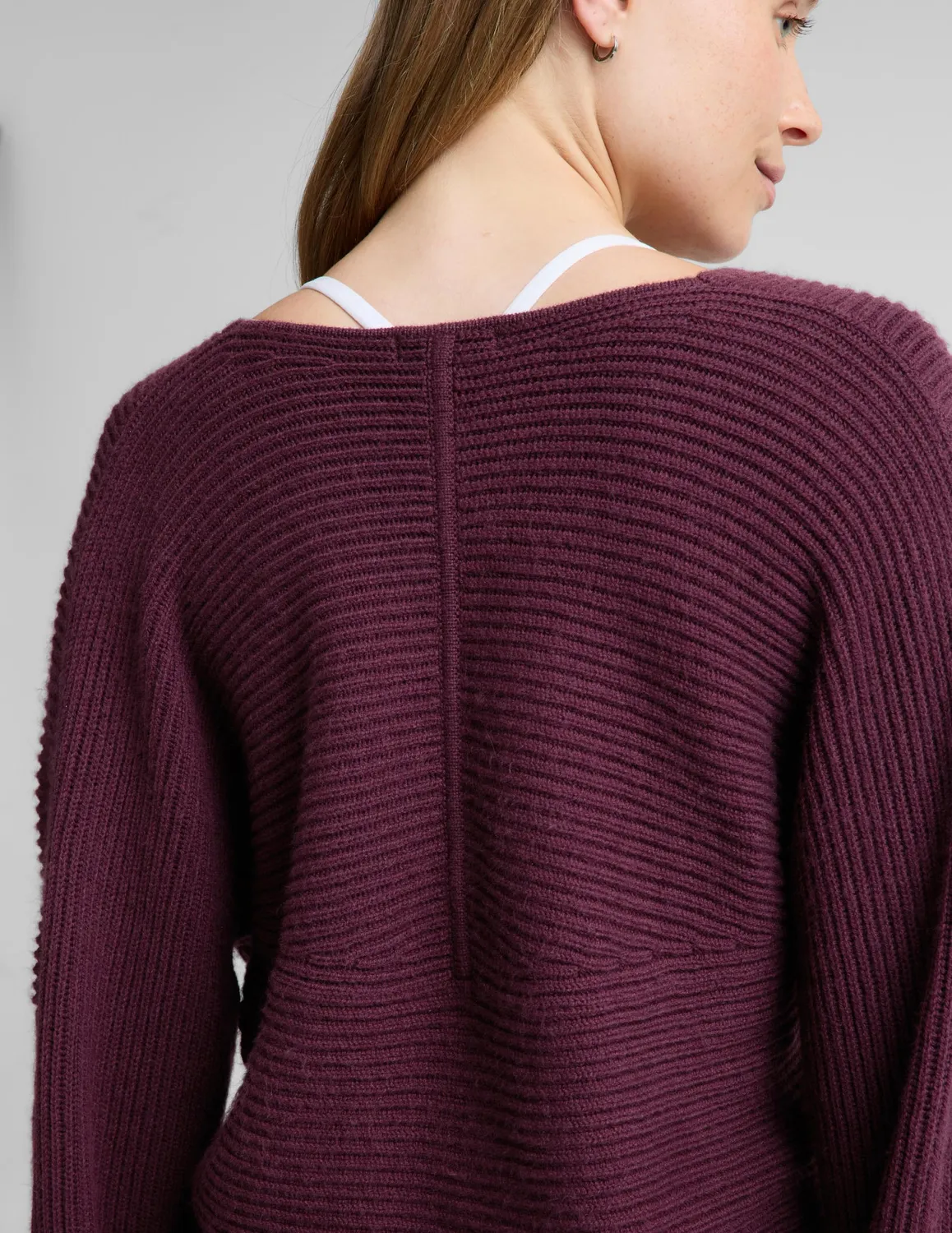 Beyond Yoga That's A Wrap pullover röd omlott ribbad