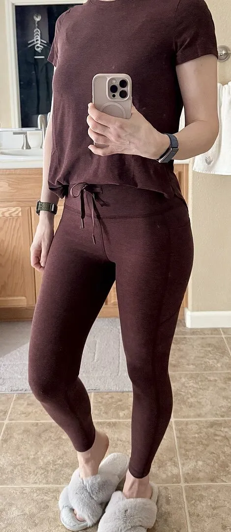 Beyond Yoga Spacedye Go Pocket Midi leggings True Gray Heather med fickor