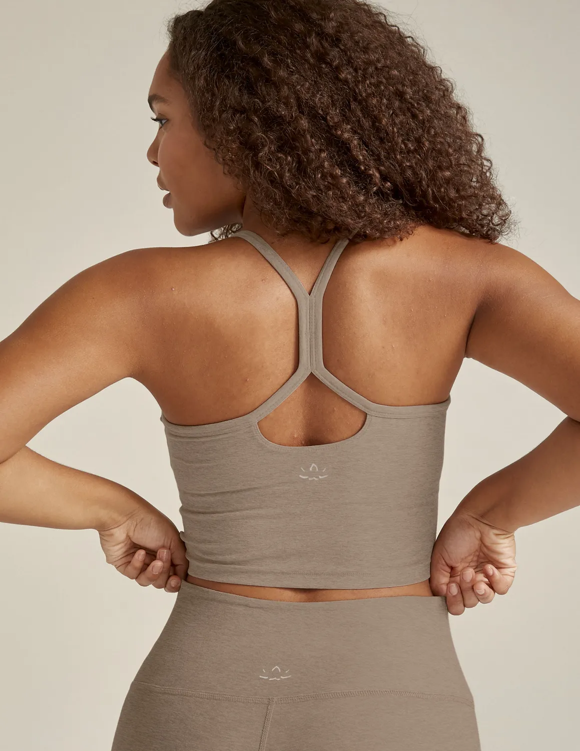Beyond Yoga Spacedye Slim Racerback Cropped Tank linne Birch Heather croppad