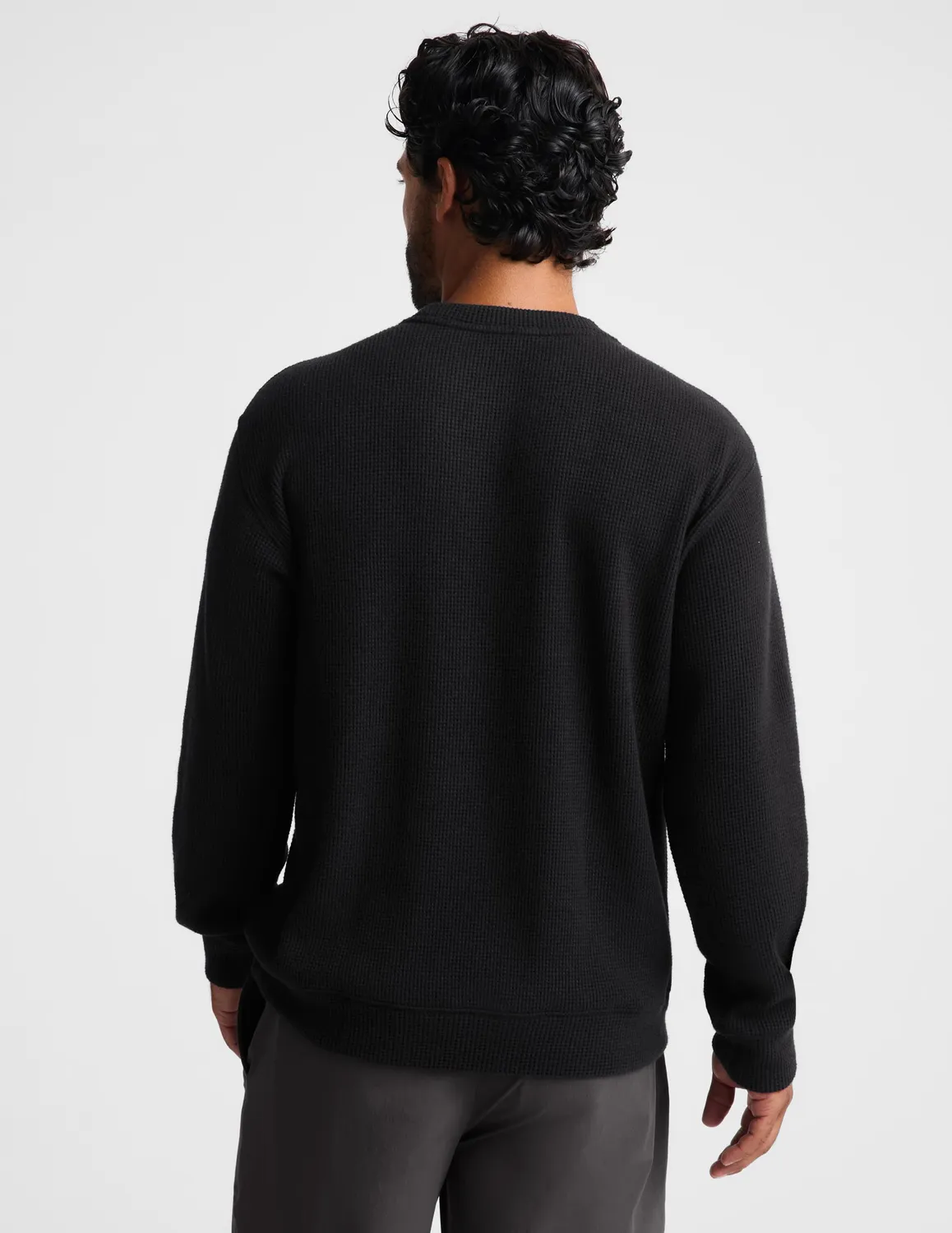 Beyond Yoga Rest Day Waffle Crewneck tröja svart våffelstickad