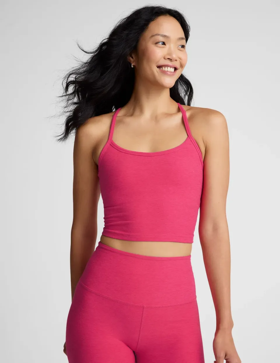 Beyond Yoga Spacedye Slim Racerback Cropped Tank linne Vivid Pink