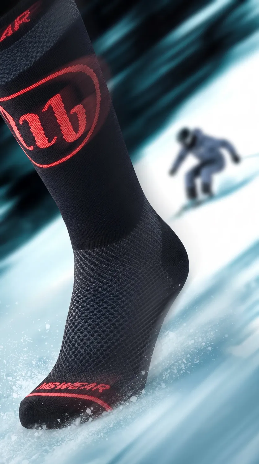 MB Wear Pro Gran Risa skidstrumpor svartröd ullmix