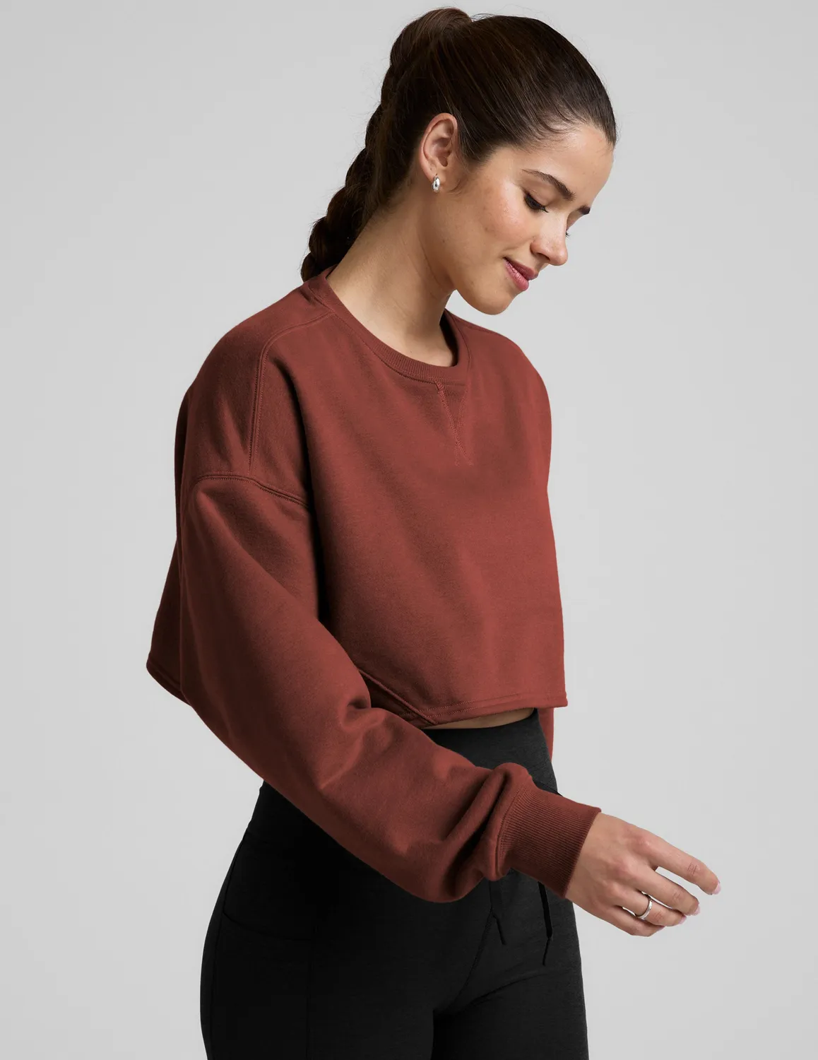 Beyond Yoga LuxeFleece Cropped sweatshirt Cinnamon brun