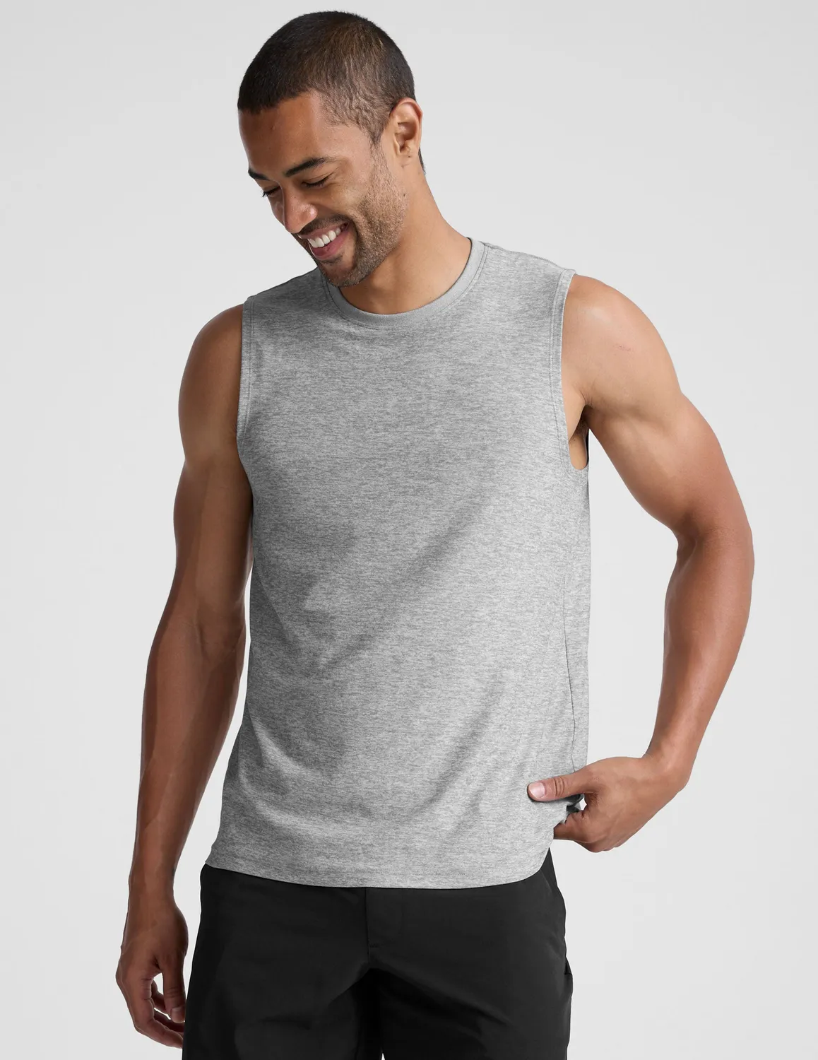 Beyond Yoga Always Beyond Muscle Tank 2.0 linne Silver Mist herr