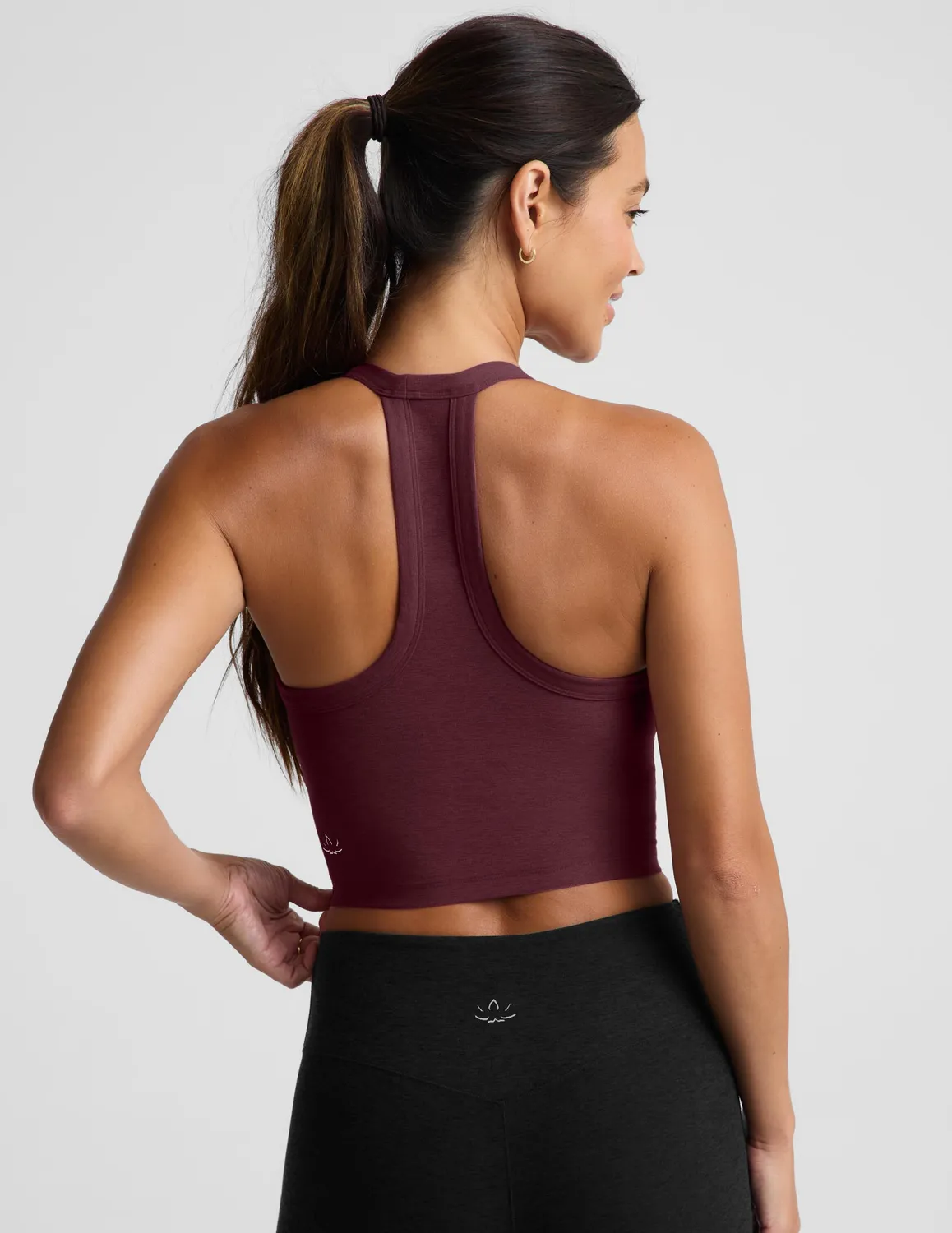 Beyond Yoga Spacedye On The Up Cropped Tank linne Cabernet smidigt