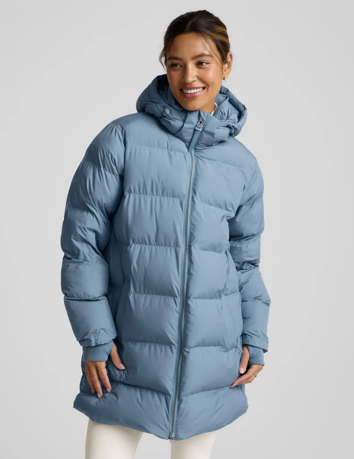 Beyond Yoga Warm Up Mid Length Puffer Jacket pufferjacka Lunar Blue