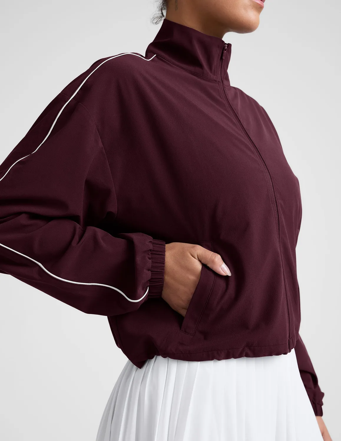 Beyond Yoga Track Jacket träningsjacka Dark Cherry lätt stretch