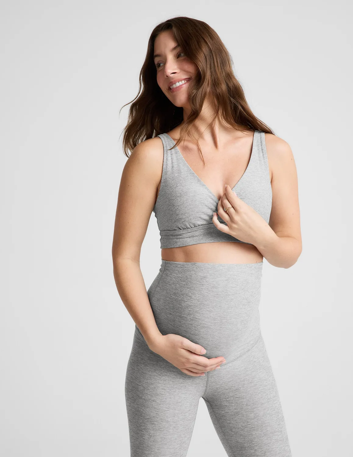 Beyond Yoga Spacedye Love the Bump Midi mammaleggings Silver Mist hög midja