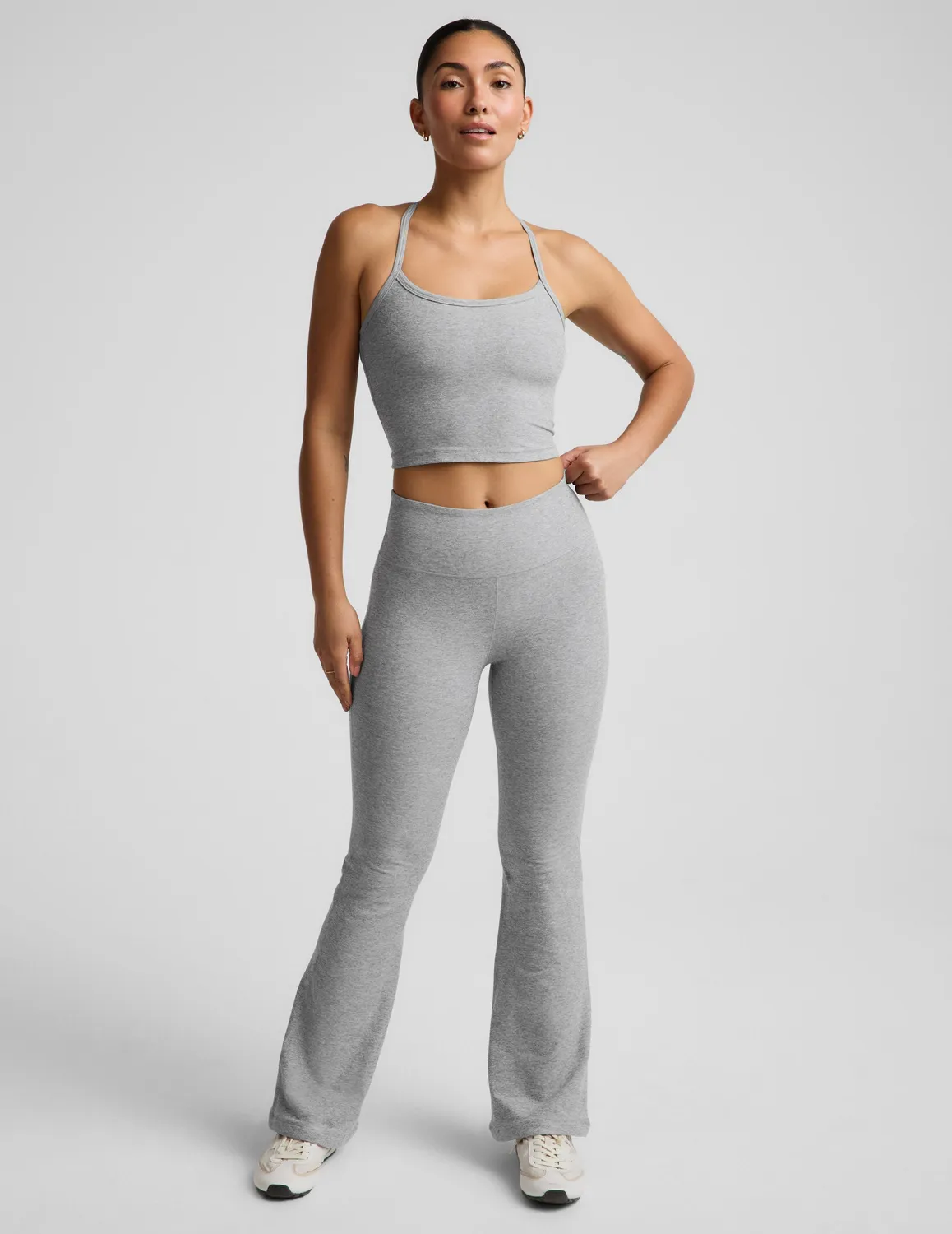 Beyond Yoga Spacedye Slim Racerback träningslinne Silver Mist croppad
