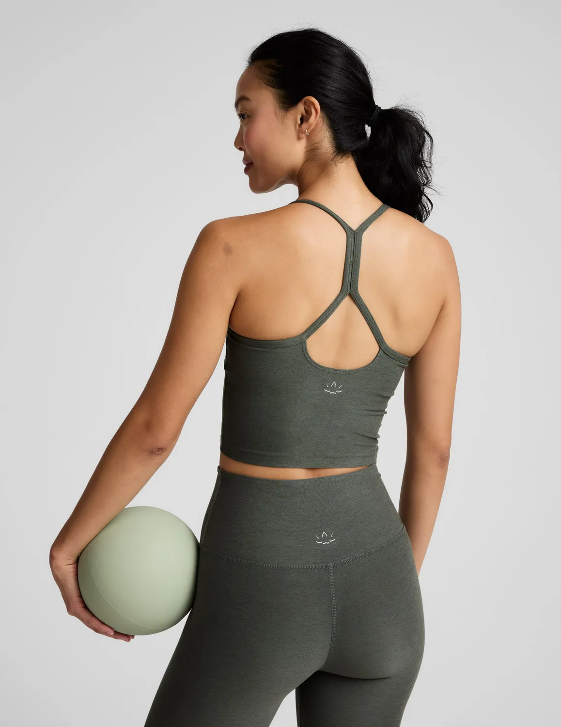 Beyond Yoga Spacedye Slim Racerback Cropped Tank linne Dusty Forest
