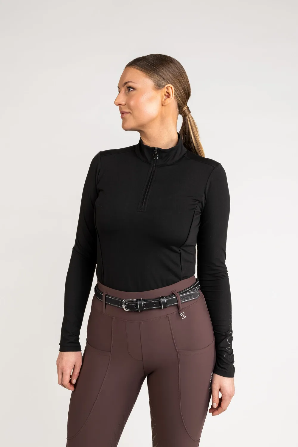 ZacZess Valencia Black base layer ridtröja svart halvzip