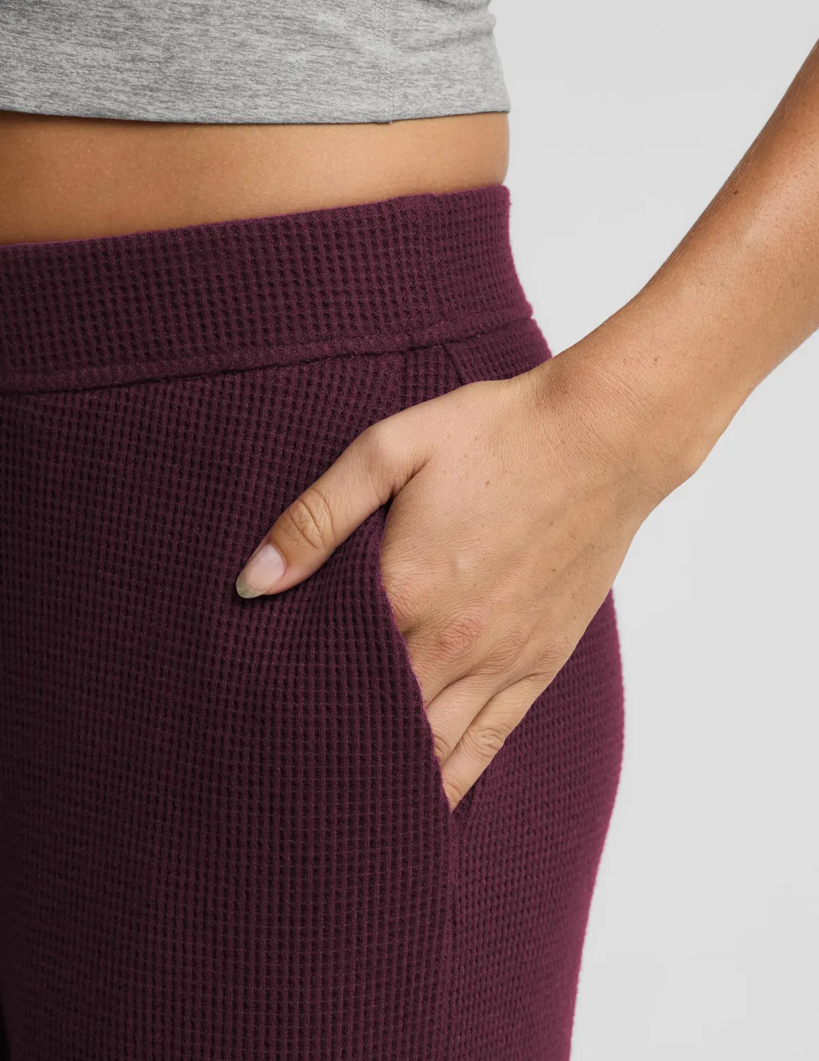 Beyond Yoga Rest Day Waffle Wide Leg Pant mjukisbyxor cabernet fickor