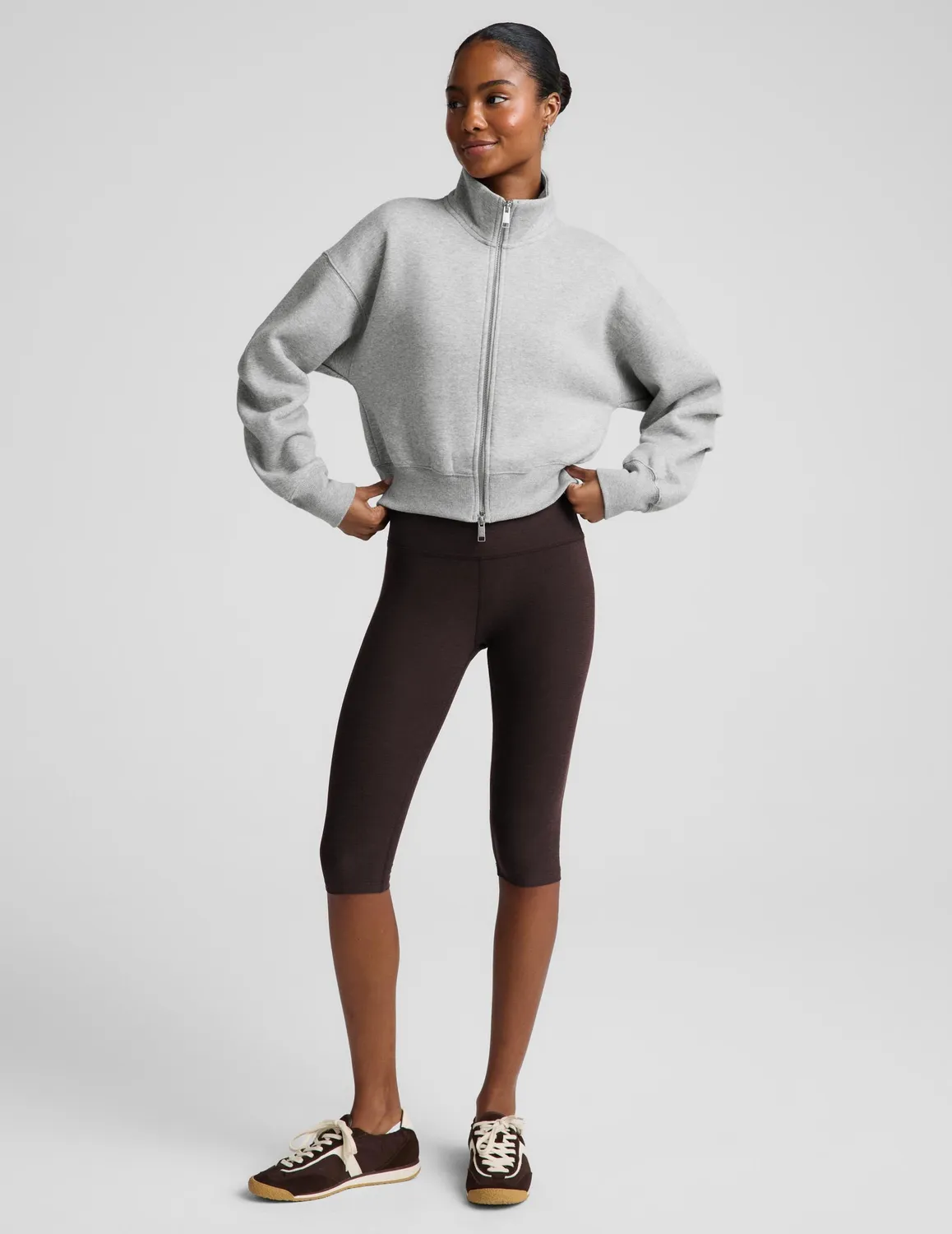 Beyond Yoga LuxeFleece 2.0 Double Zip Jacket Jacka Heather Gray