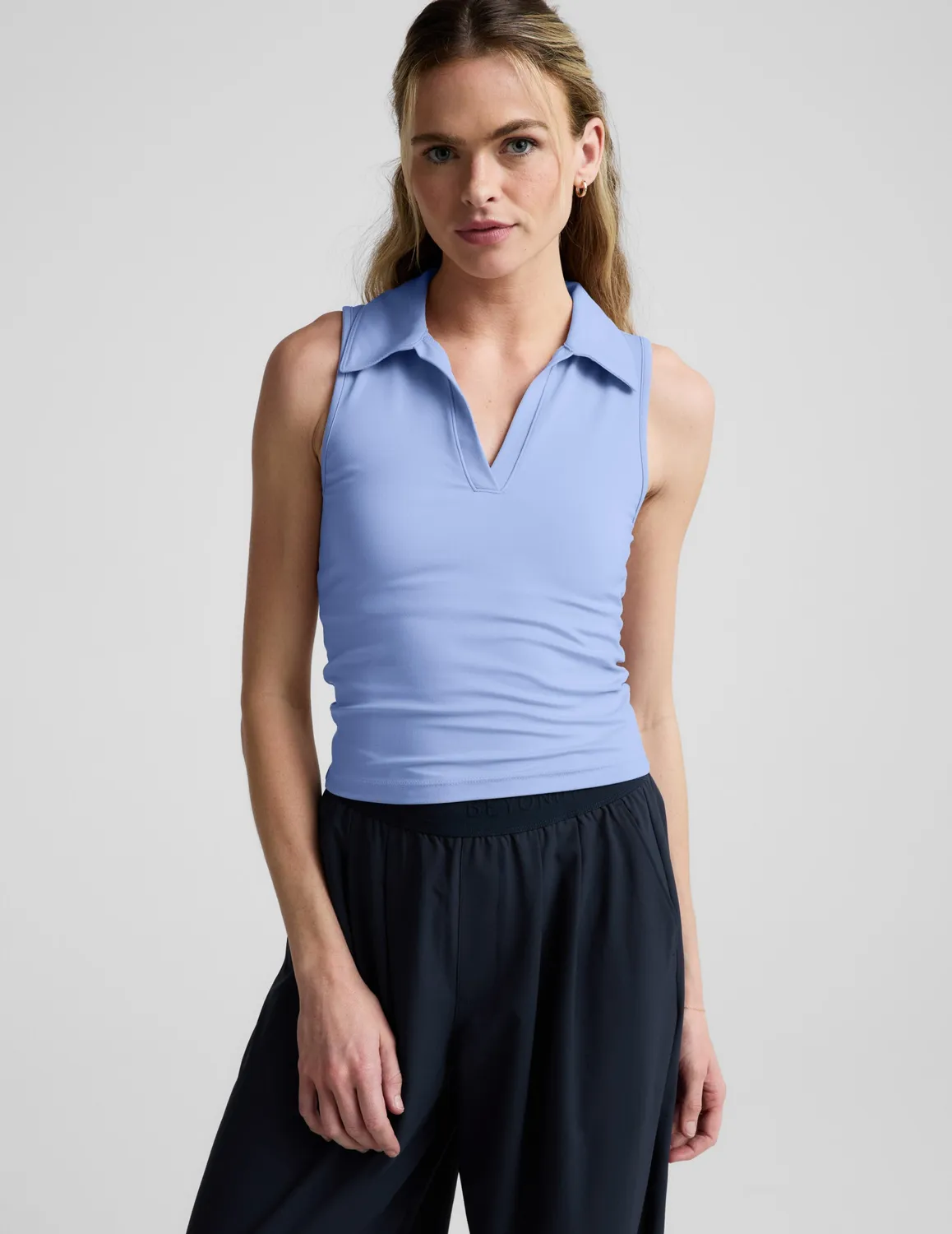 Beyond Yoga Sport Active Polo Tank linne Pastel Periwinkle stöd