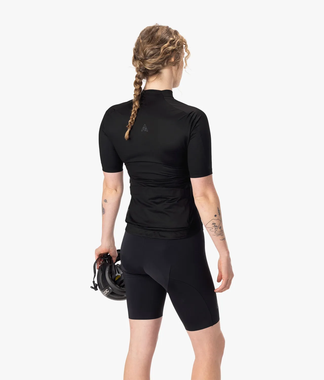 7MESH Atlas kortärmad cykeltröja dam svart hög krage