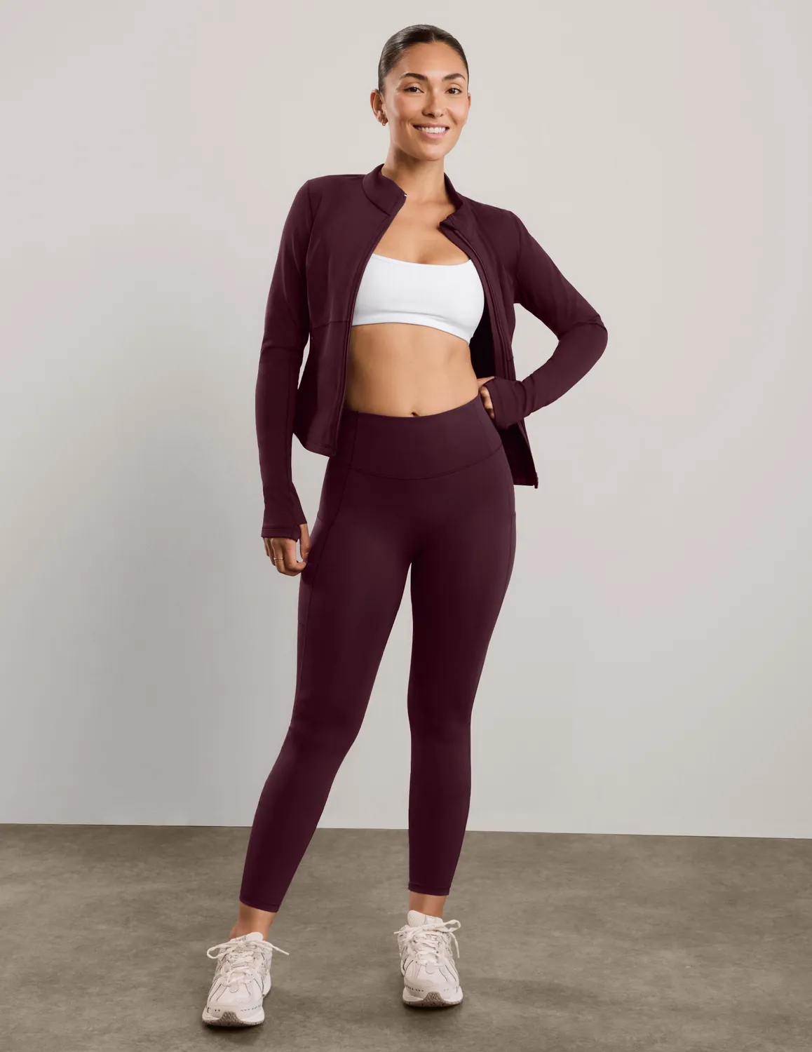 Beyond Yoga Pacer Fleece-Backed Pocket träningstights cabernet fodrade