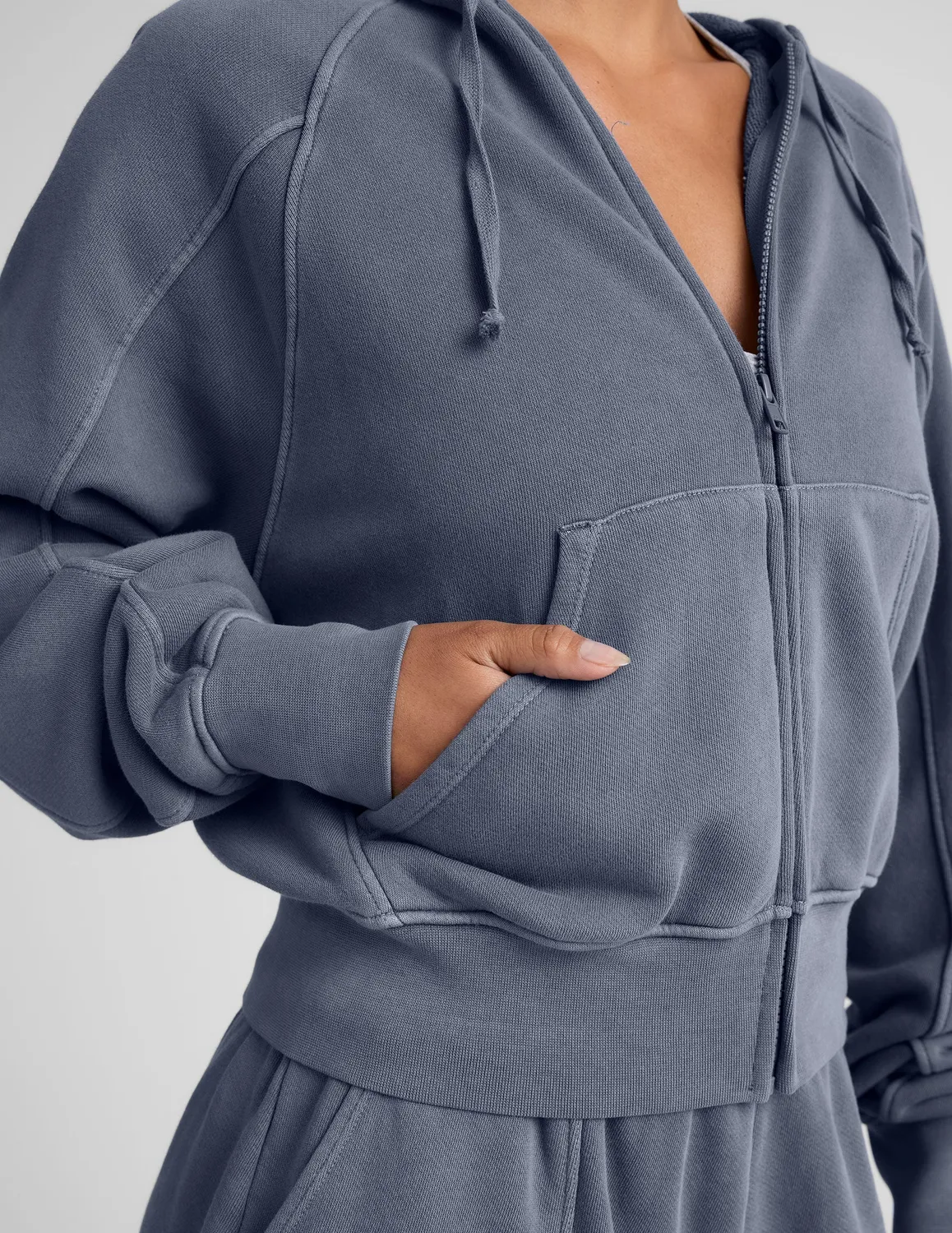 Beyond Yoga Cali Zip Up Hoodie hoodie washed blue dragkedja