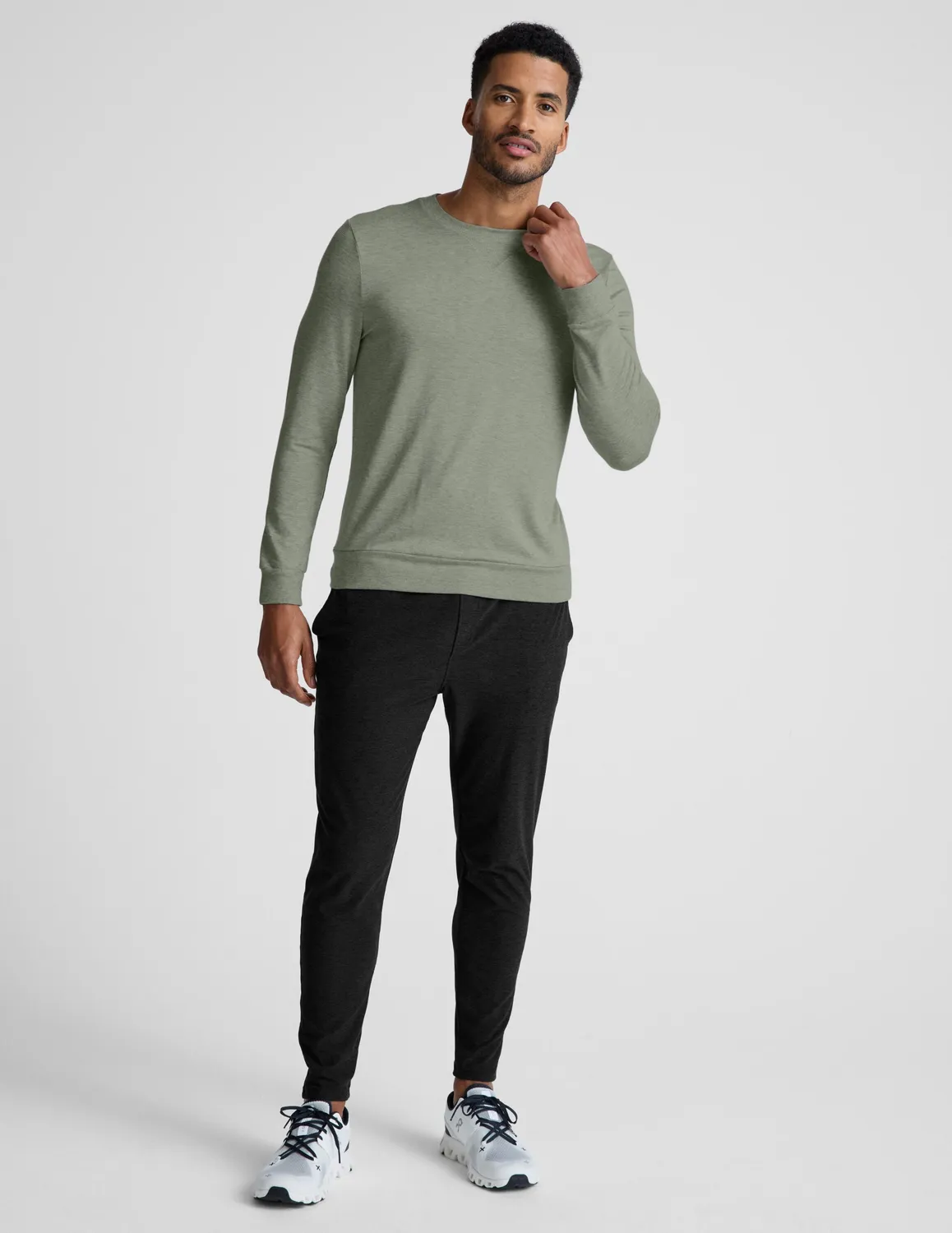 Beyond Yoga Always Beyond Crew Pullover Sweatshirt Grey Sage
