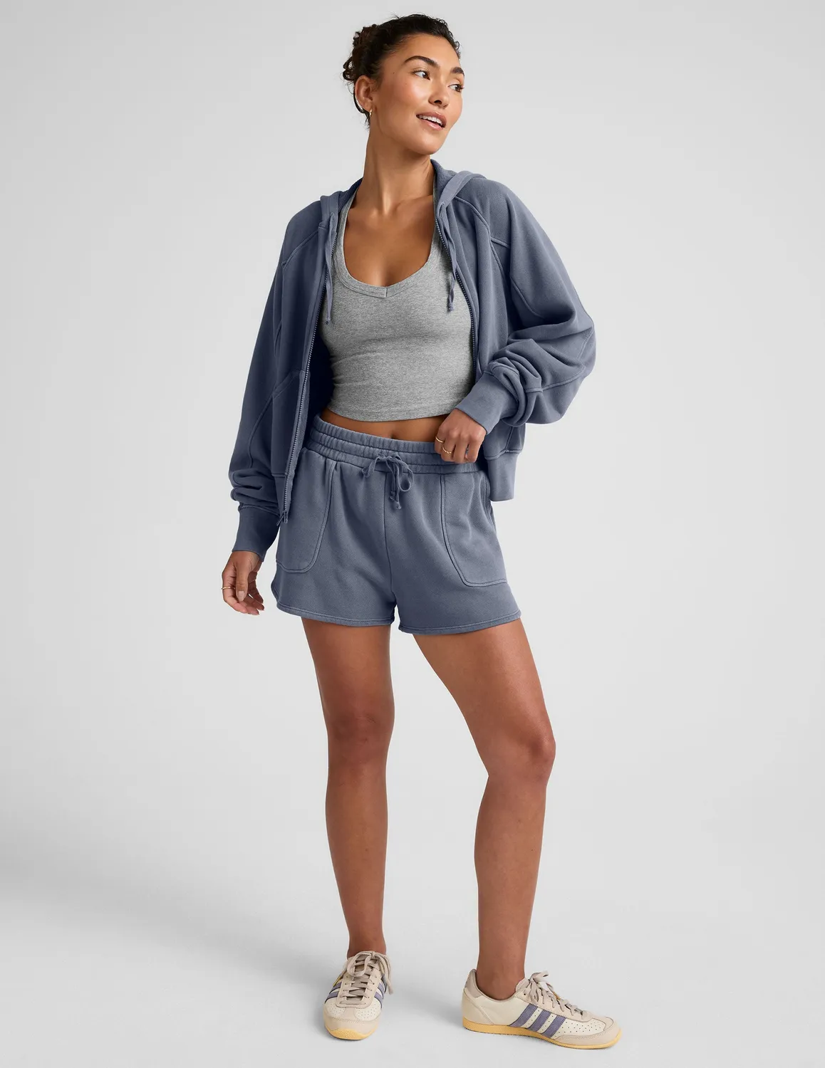 Beyond Yoga Cali Zip Up Hoodie hoodie washed blue dragkedja