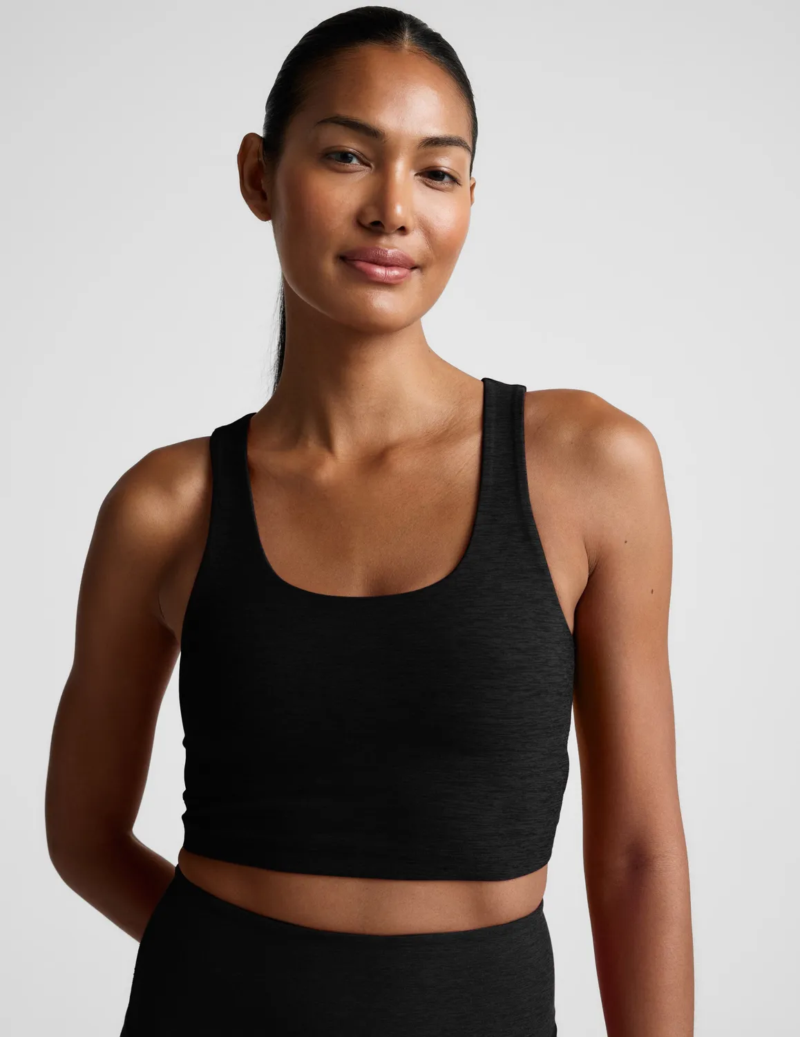 Beyond Yoga Spacedye Twister Cropped Tank träningstopp Darkest Night stöd