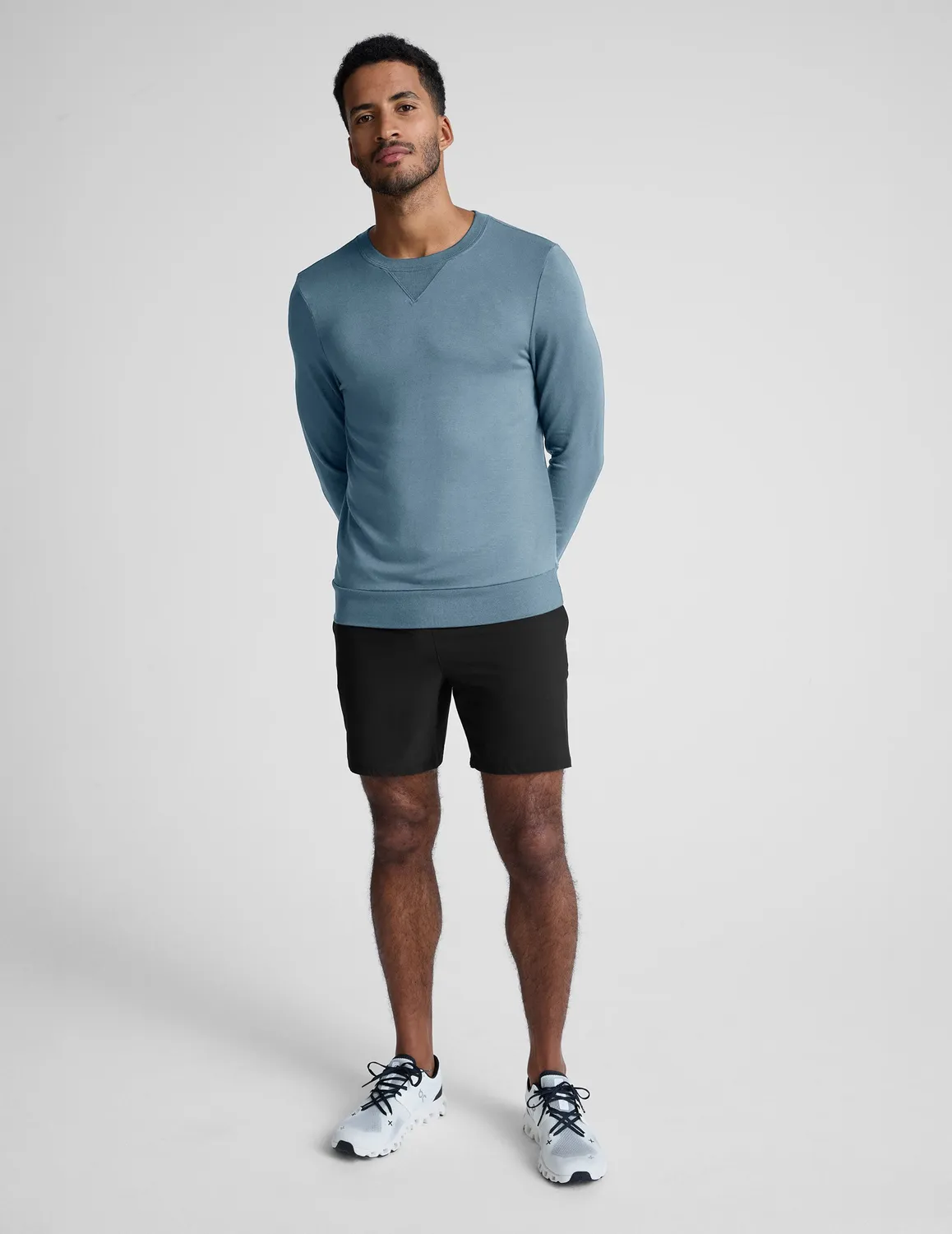 Beyond Yoga Always Beyond Crew Pullover Sweatshirt Harbor Blue
