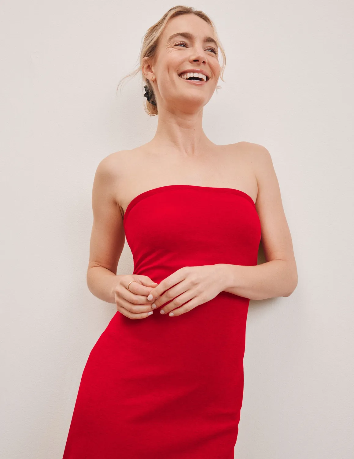 Beyond Yoga Spacedye Strapless Dress klänning röd midi