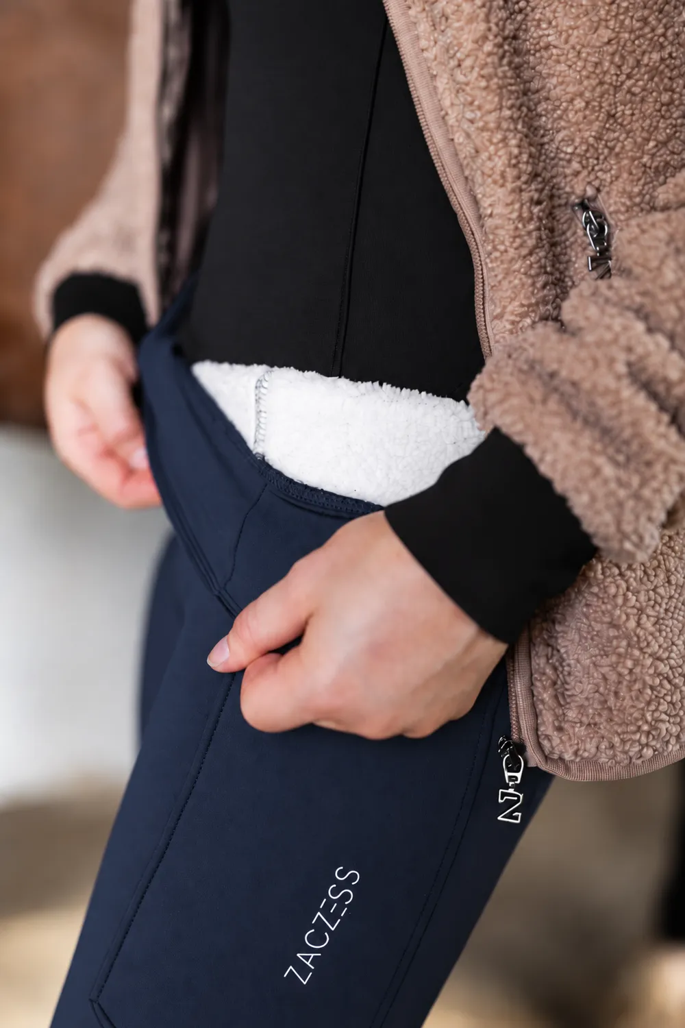 ZacZess Teddy Winter Leggings ridleggings blå teddyfodrad