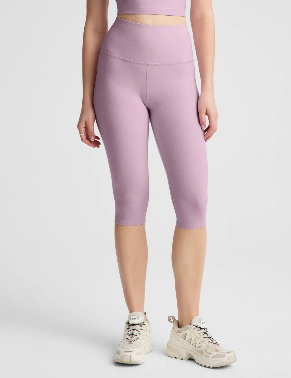 Beyond Yoga Spacedye Pedal Pusher High Waisted leggings Lavender Cream Heather