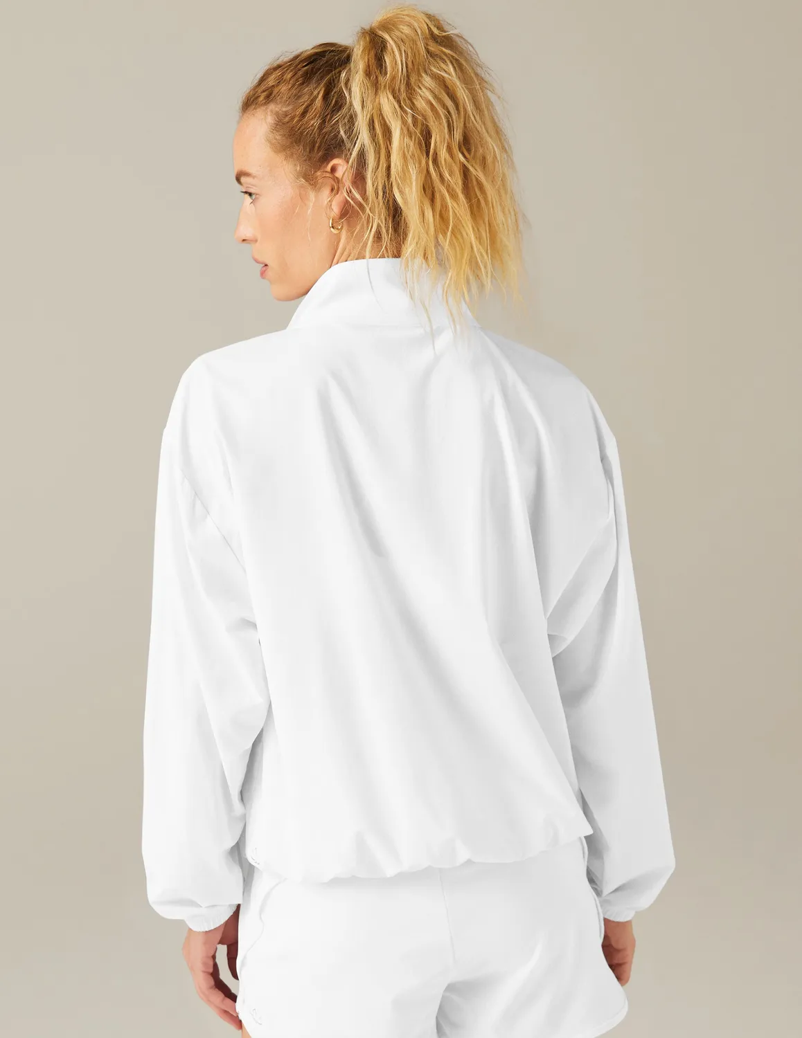 Beyond Yoga Stretch Woven In Stride Half Zip tröja vit