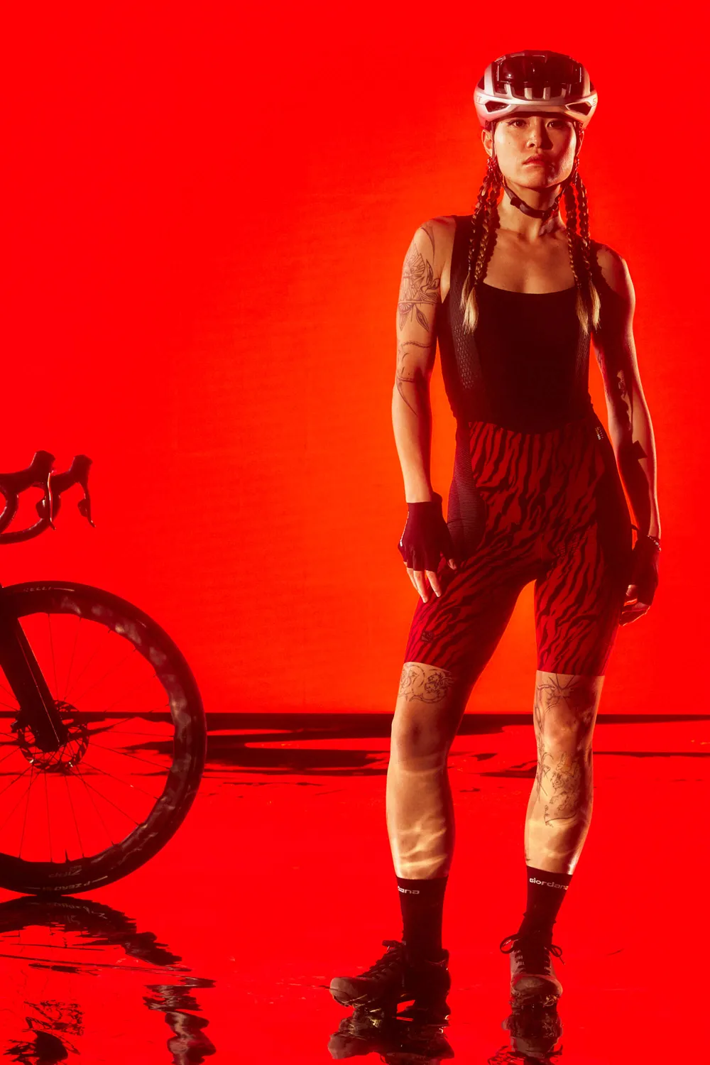 Giordana Beyond Tiger Gravel bibshorts dam röd cargo