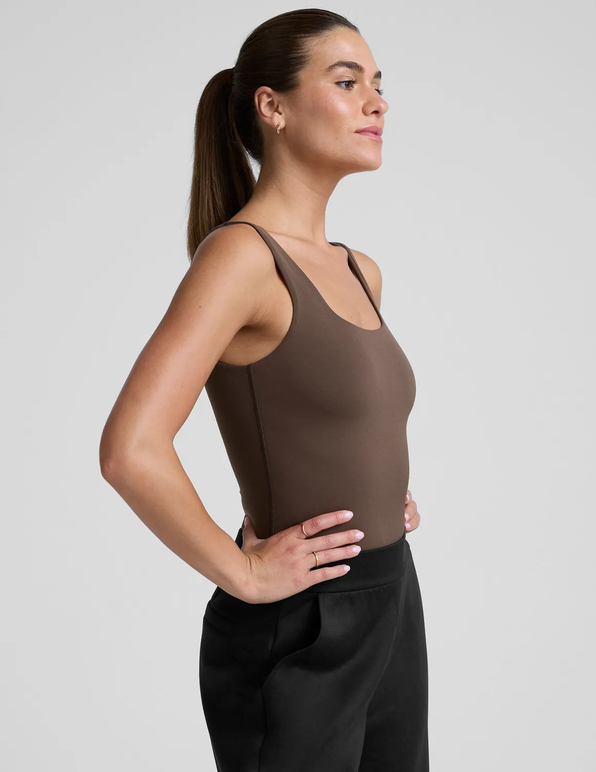 Beyond Yoga Base Tank Bodysuit bodysuit mörkbrun tight