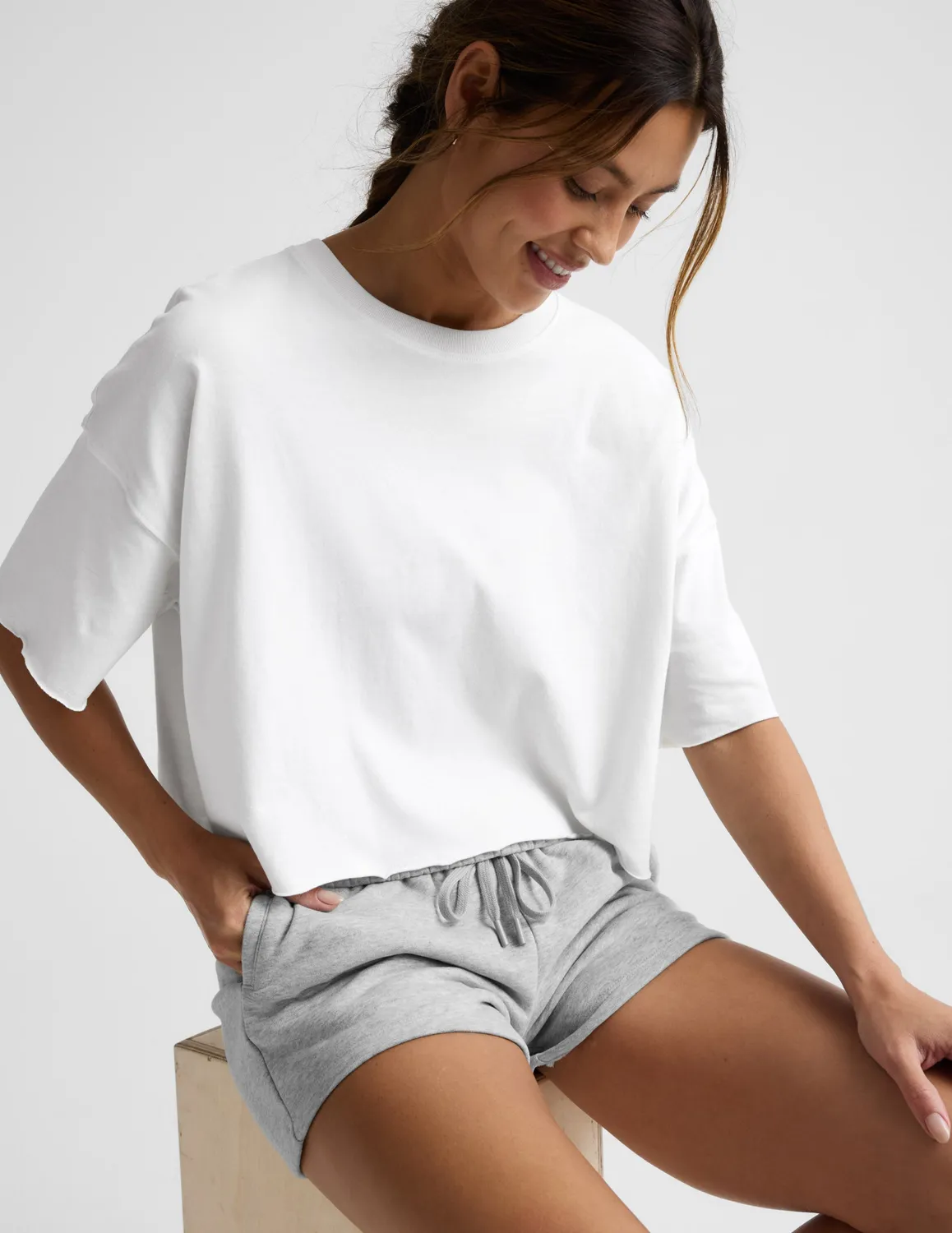 Beyond Yoga SoftKnit Better Than Ever Cropped t-shirt vit bomull