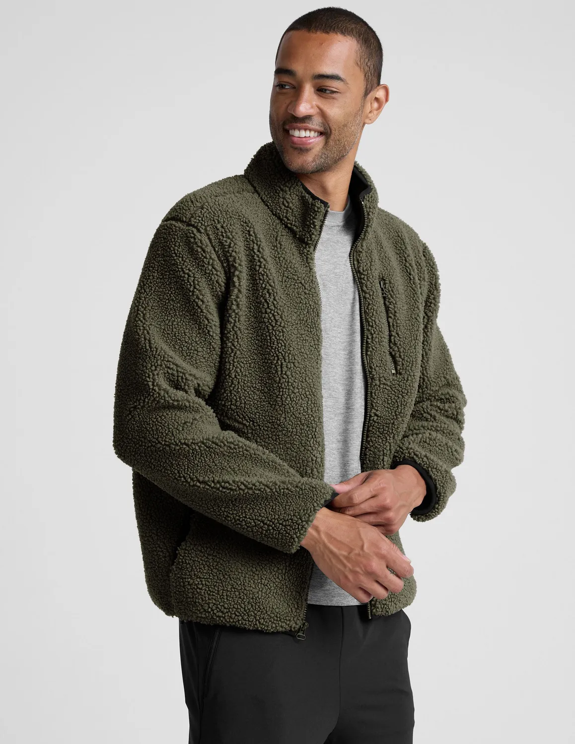 Beyond Yoga Boucle Fleece zipjacka Lush Olive varm