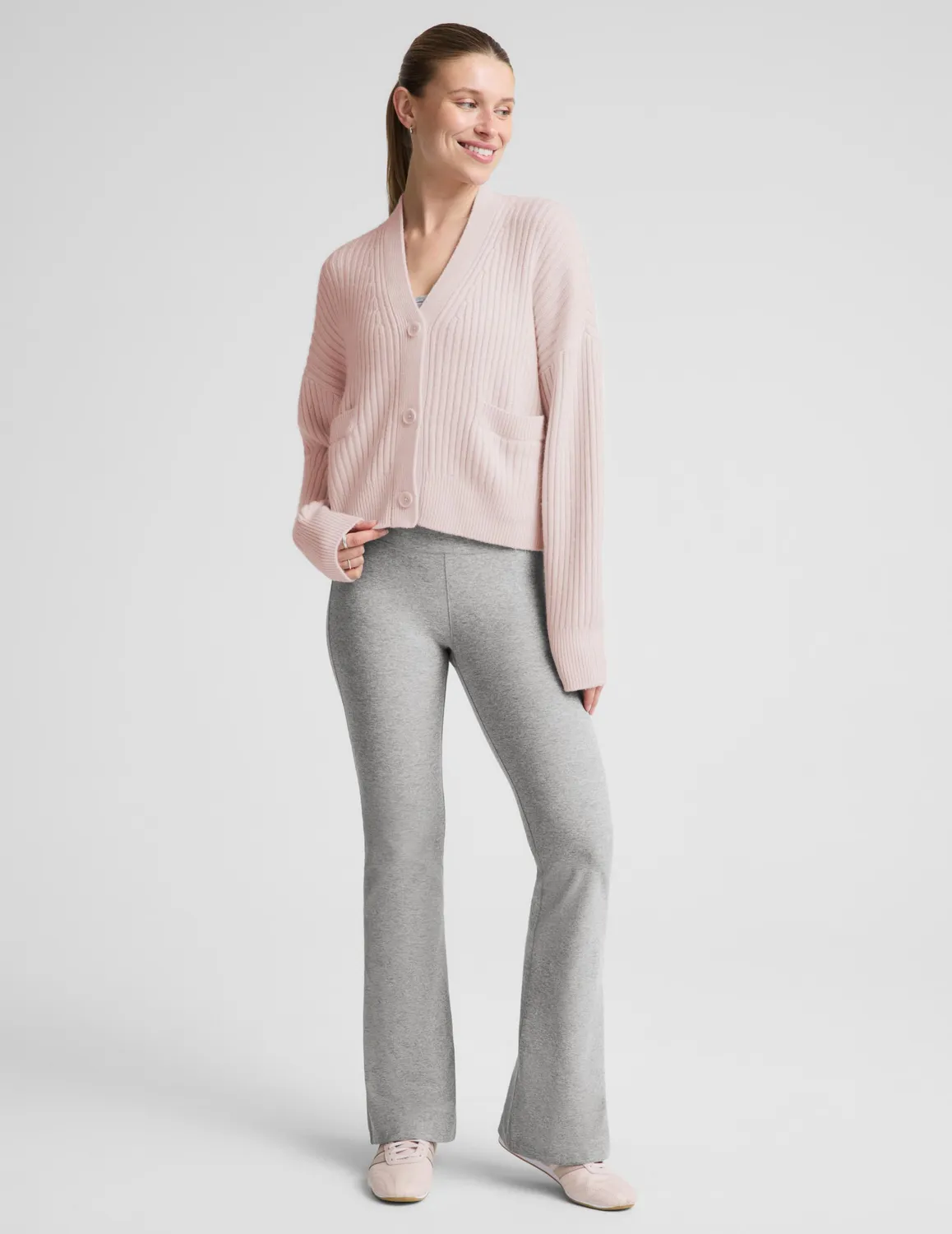 Beyond Yoga Wool Blend Cardigan kofta Soft Orchid mjuk ullblandning