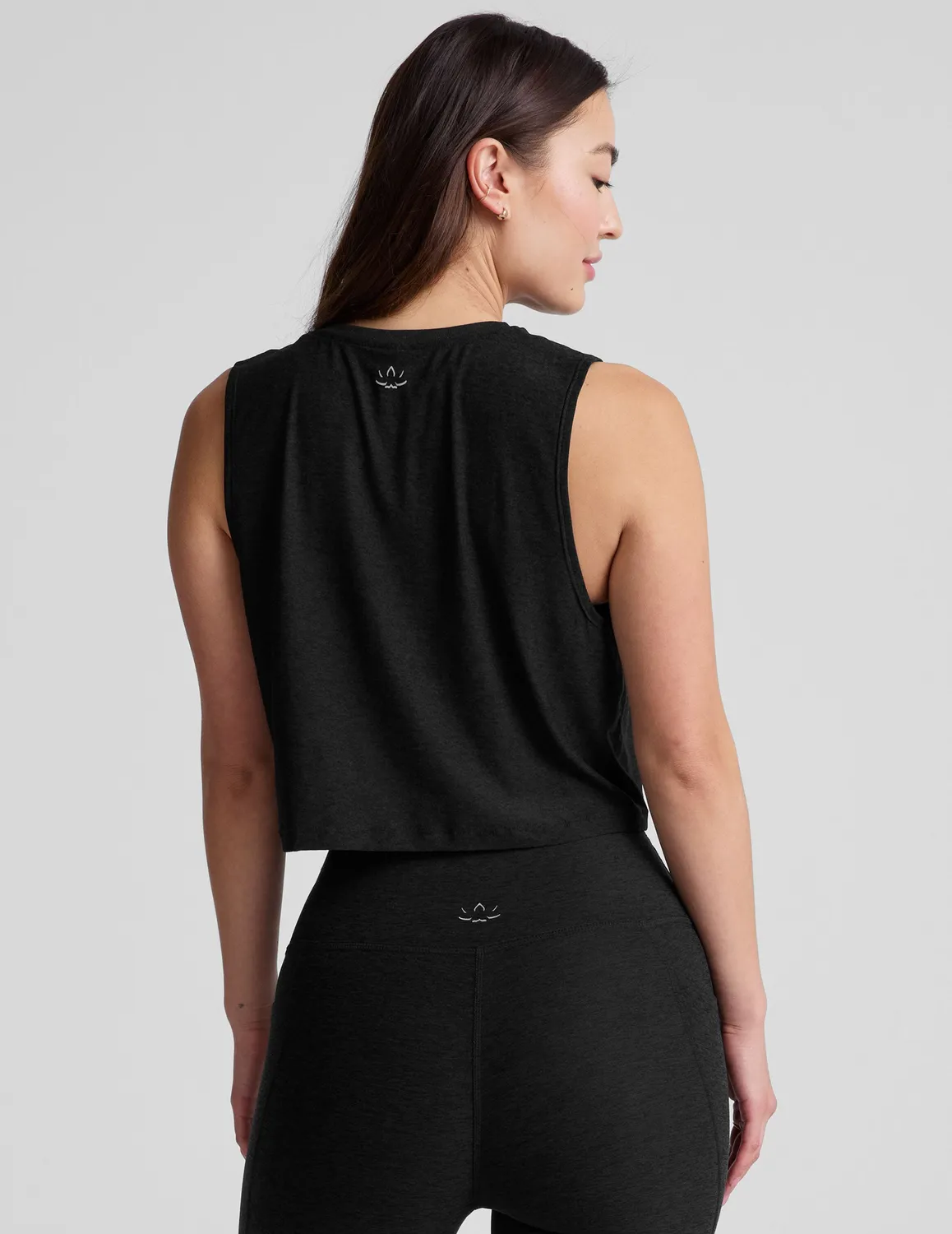 Beyond Yoga Featherweight Minimal Cropped Tank linne Darkest Night
