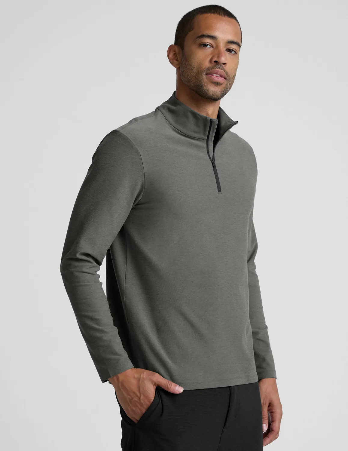Beyond Yoga Spacedye Terrain quarter zip tröja Shadow Gray herr