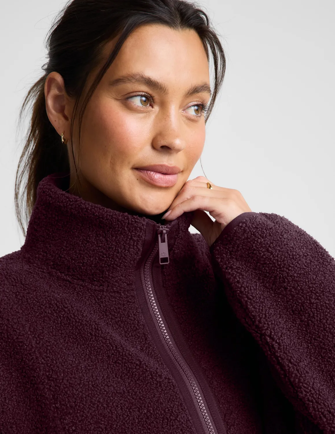 Beyond Yoga Unity Zip Jacket fleecetröja Cabernet vinröd