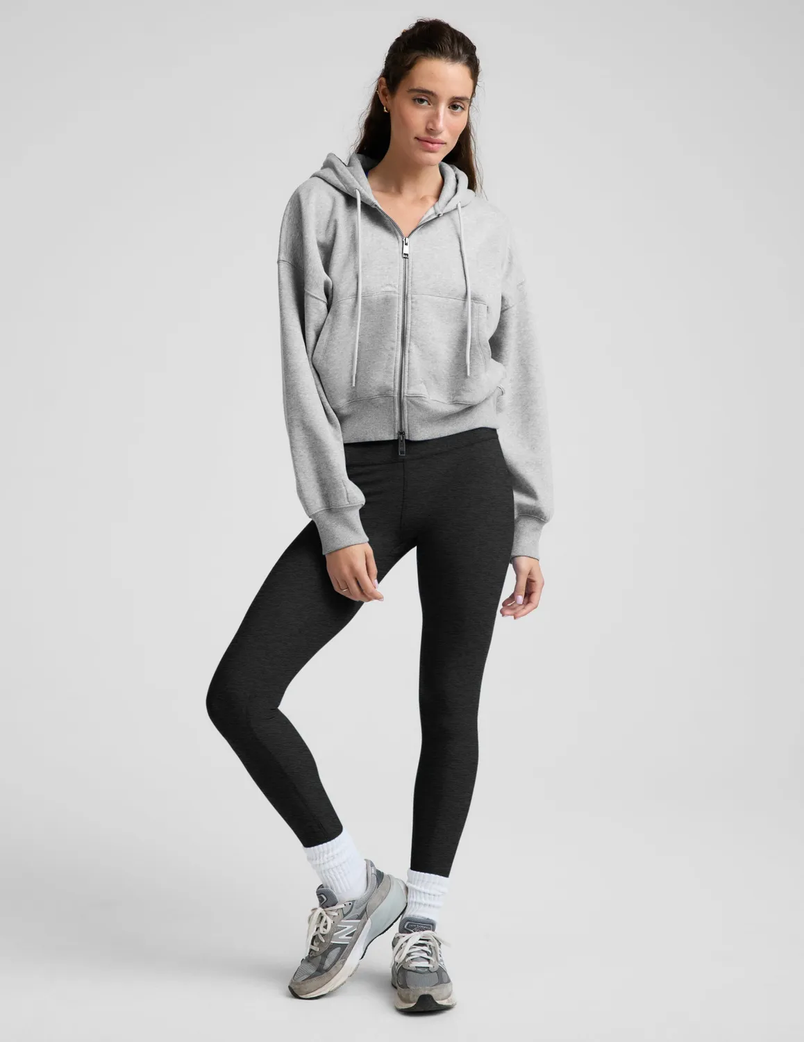 Beyond Yoga LuxeFleece 2.0 Hooded Full-Zip Jacket hoodie Heather Gray grå