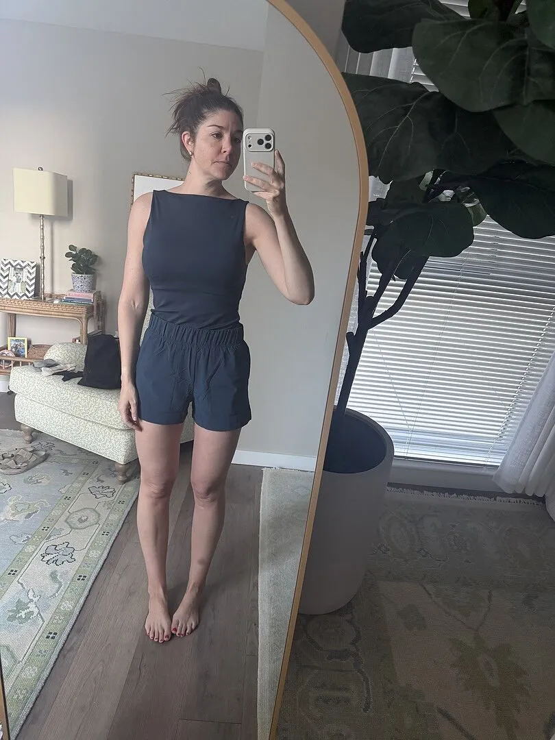 Beyond Yoga Eclipse Open Back Tank linne Nocturnal Navy blå