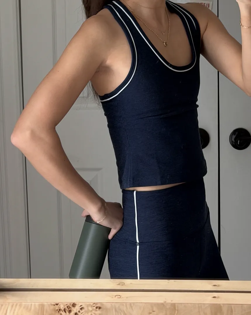 Beyond Yoga Spacedye Ready Midi Legging Silver Mist ljusgrå