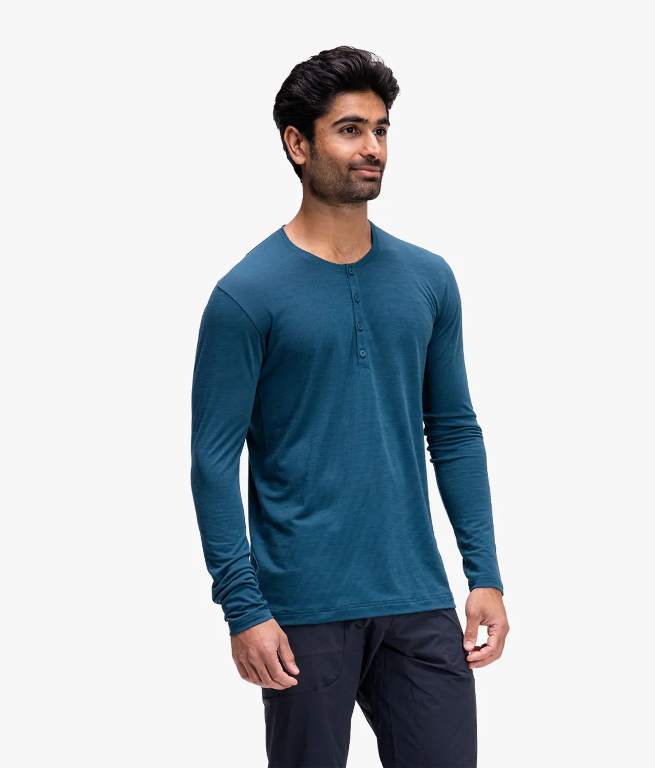 7mesh Desperado Merino Henley långärmad tröja deep sea