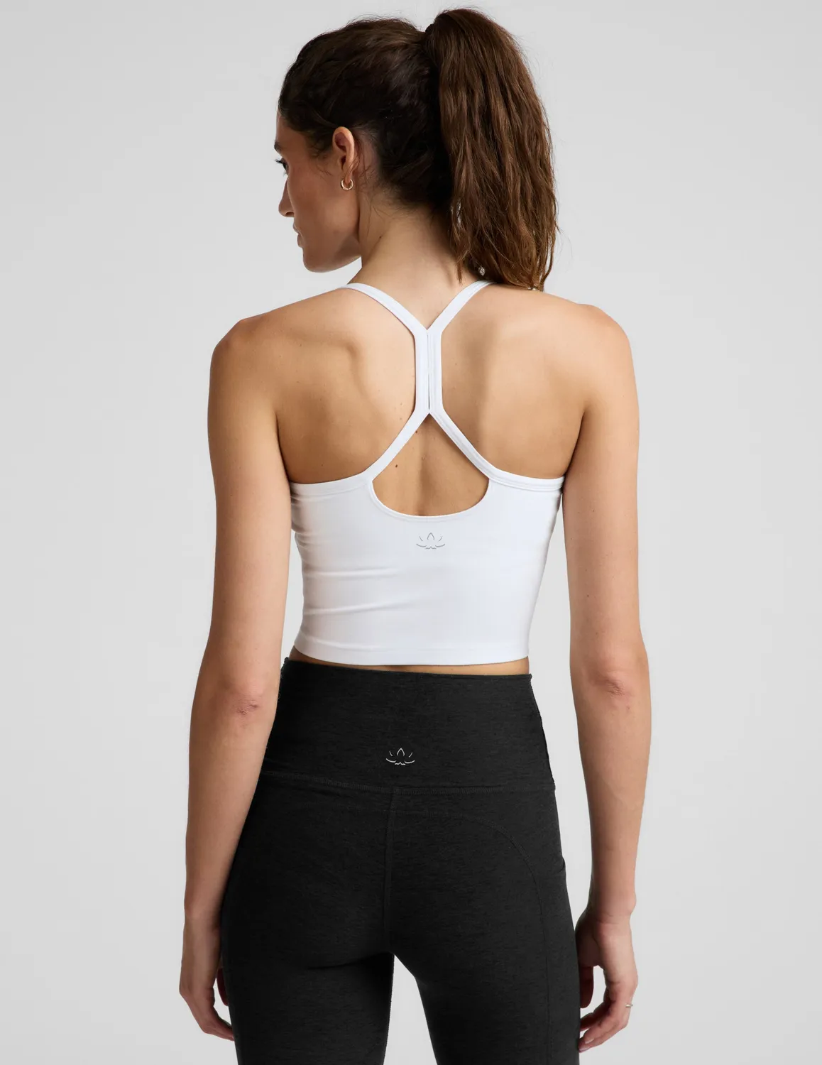 Beyond Yoga Spacedye Slim Racerback Cropped träningstop Cloud White