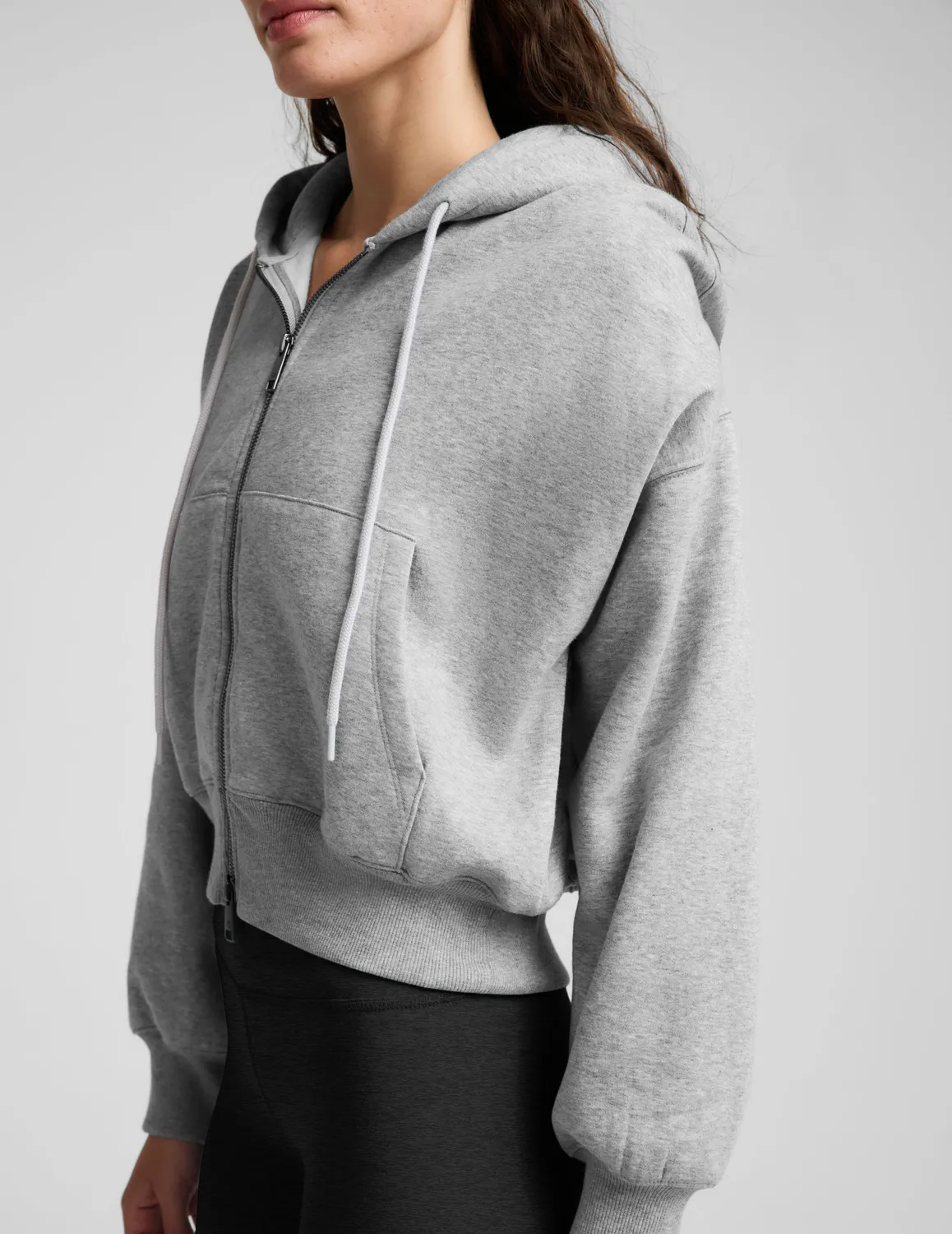 Beyond Yoga LuxeFleece 2.0 Hooded Full-Zip Jacket hoodie Heather Gray grå